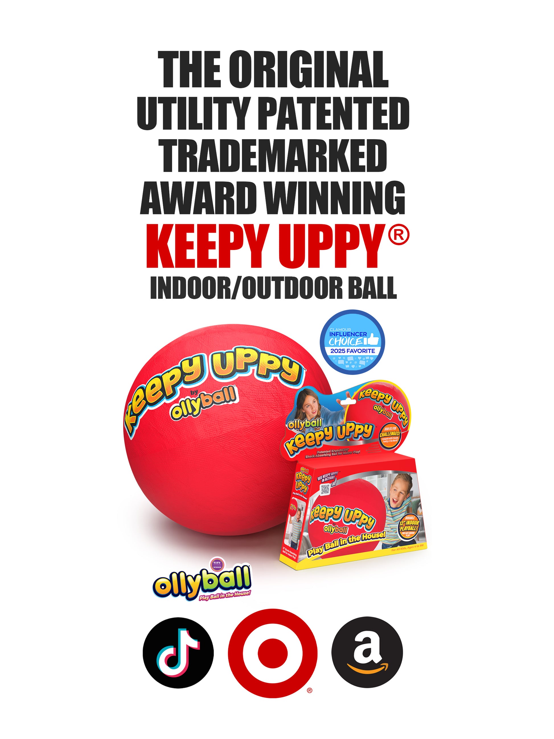 The Official Keepy Uppy® Ball by Ollyball 12" Award Winning & Utility Patented Indoor Play Ball